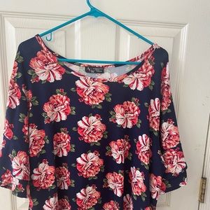 Floral ruffle sleeve blouse